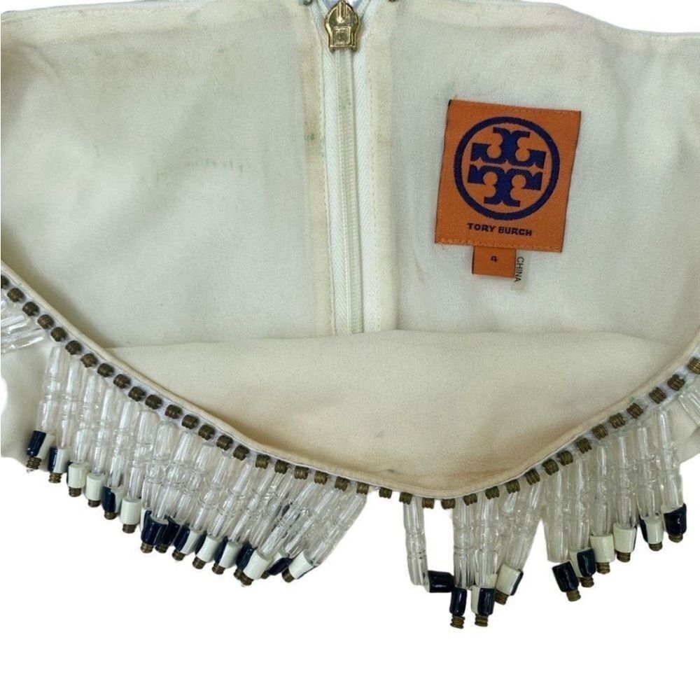 Tory Burch Jace cream blouse with multicolored beads western Aztec vintage Size4 - Picture 6 of 14